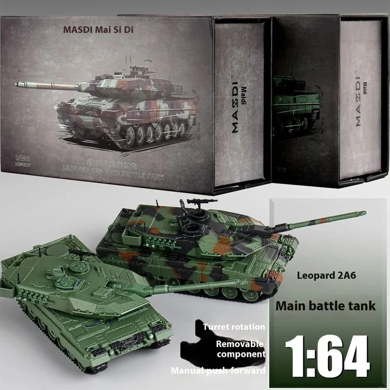 جديد MASDI 1:64 ليوبارد 2 A6 الناتو ثلاثي الألوان التمويه سبيكة الرئيسية معركة دبابة نموذج عرض ثابت الجيش العسكرية تحصيل هدية #3