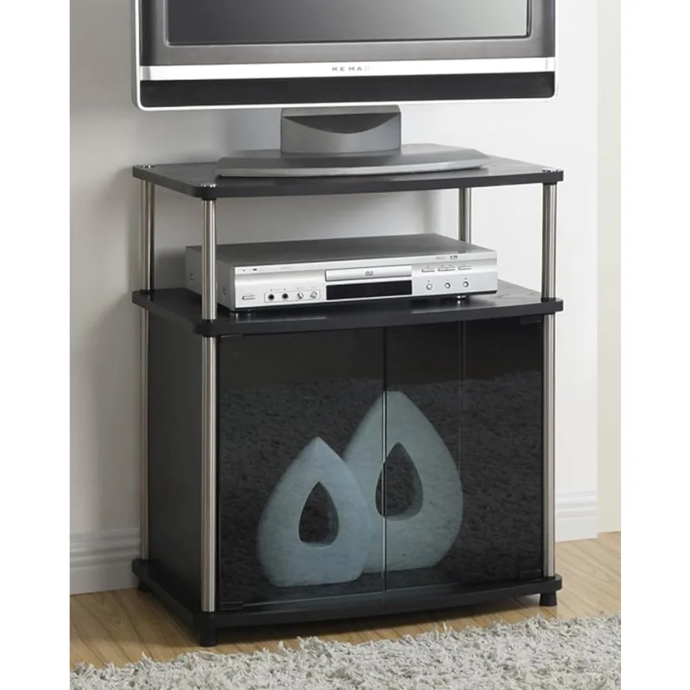 

Convenience Concepts Designs2Go TV Stand with Black Glass Cabinet, Black, 23.75 x 15.75 x 26.75