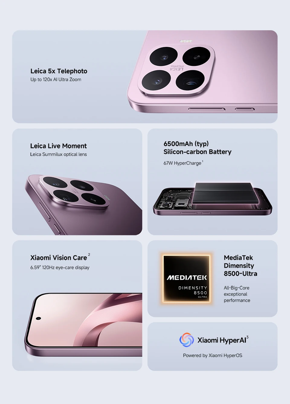 Global Version Xiaomi 17T 5G Smartphone 6500mAh 67W Charging 6.59' Eye-care Display MTK Dimensity 8500-Ultra 50MP Leica Camera