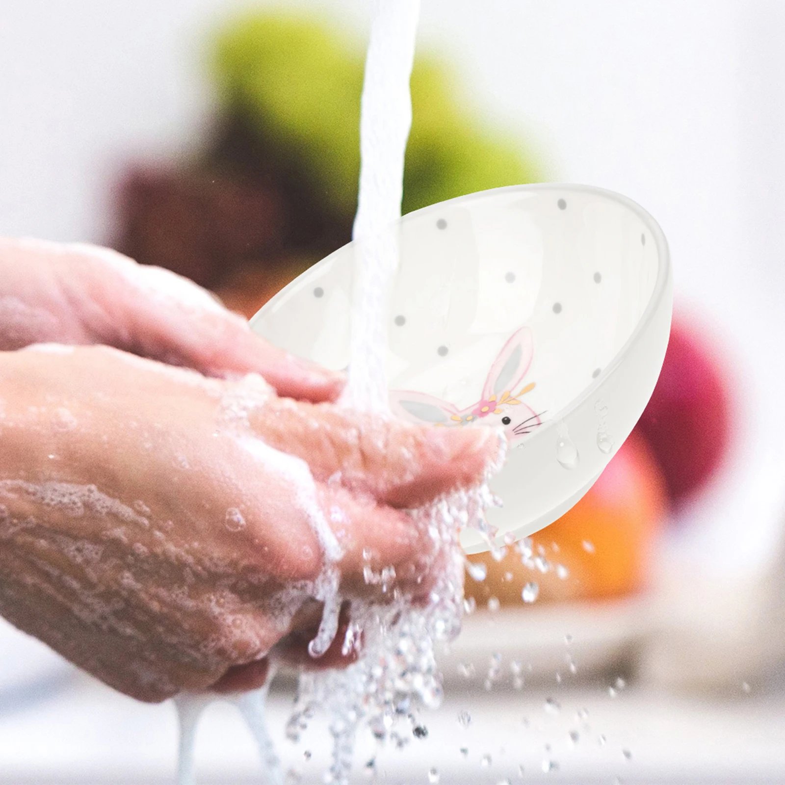 

Ceramic Small Bowl Rabbit Pattern Shallow Bowl Easter Fruit Dessert Salad Snack Tableware Ceramic Tableware Salad Bowls