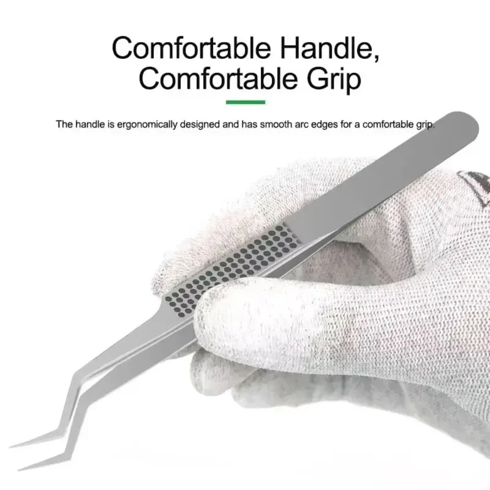 ST-20 Precision Tweezers Curved Tips Chip Tin Positioning Tweezers for Mobile Phone Circuit Board Repair Tools