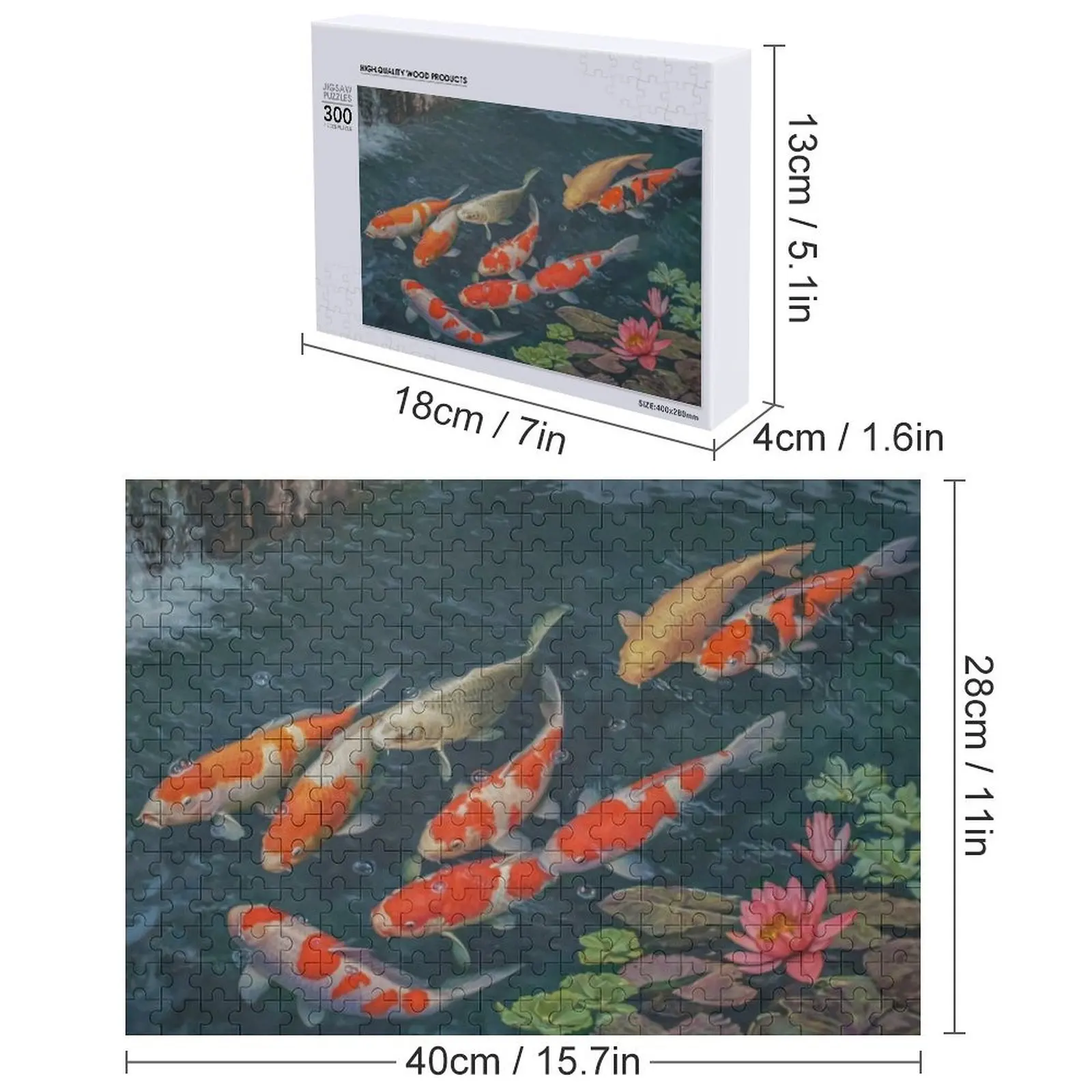 Puzzle z fotobudką z karpiem koi i złotym rybką, personalizowane, dla dzieci, z własnym zdjęciem, puzzle dla niemowląt.