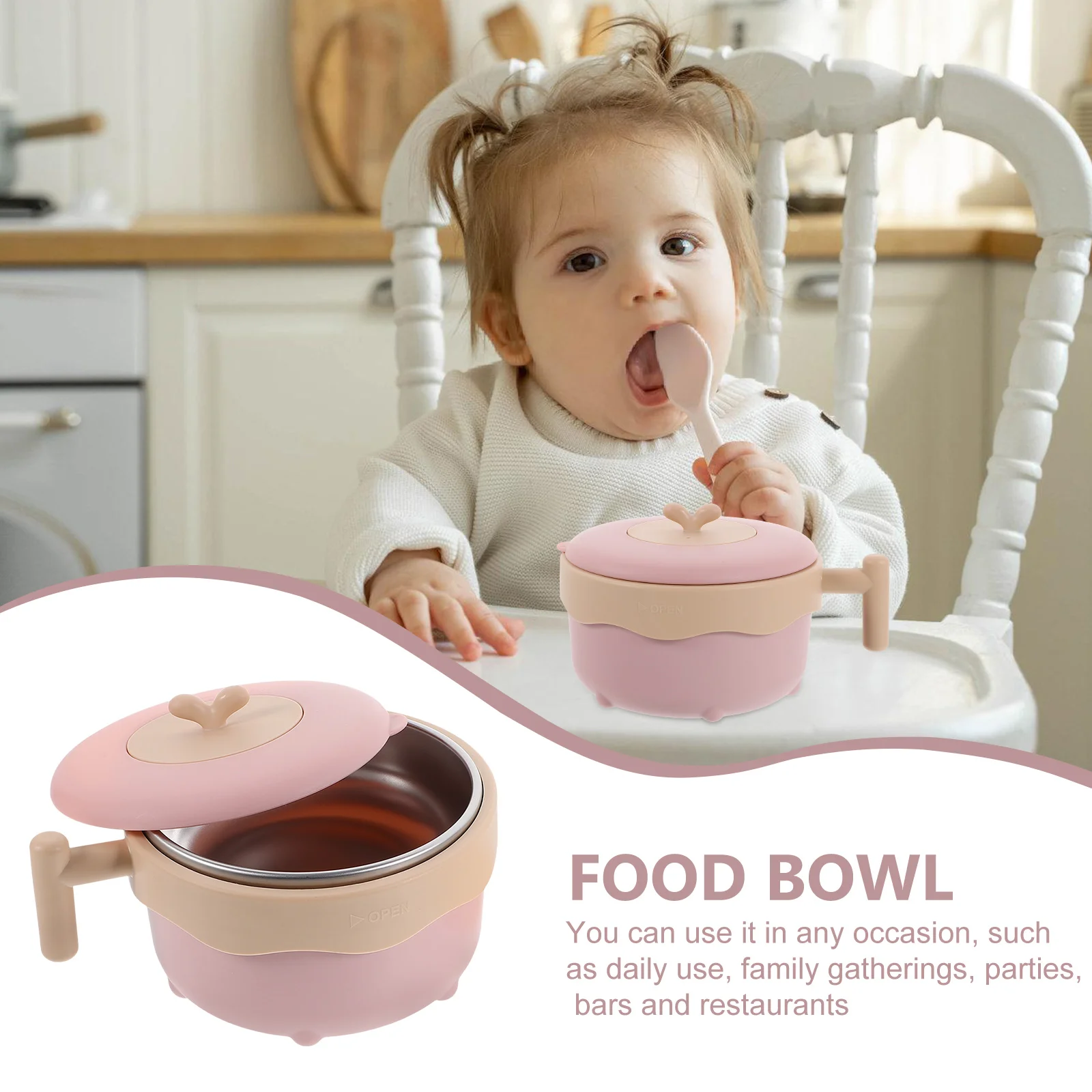 

1Pcs Baby Feeding Bowl Stainless Steel Insulation Suction Cup Design Heat Preservation Kids Tableware Vibrant Colors Ergonomic