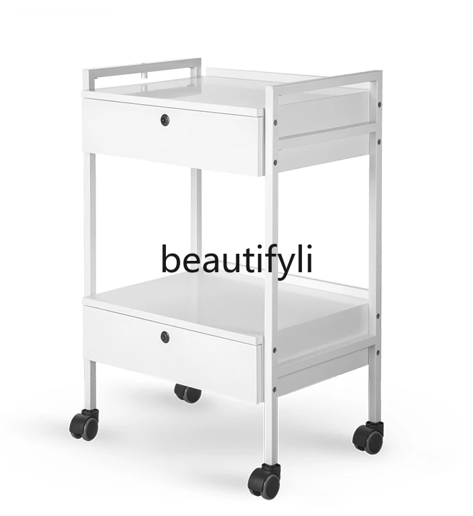 

Beauty tool cart trolley Thickened tempered glass material Fiberboard high-end car