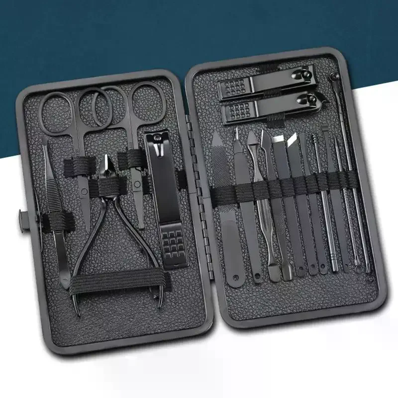 Professional Nail Clipper Kit Stainless Steel Manicure Set Pedicure Tools Ingrown ToeNail Trimmer 4/7/10/12/15/16/18Pcs