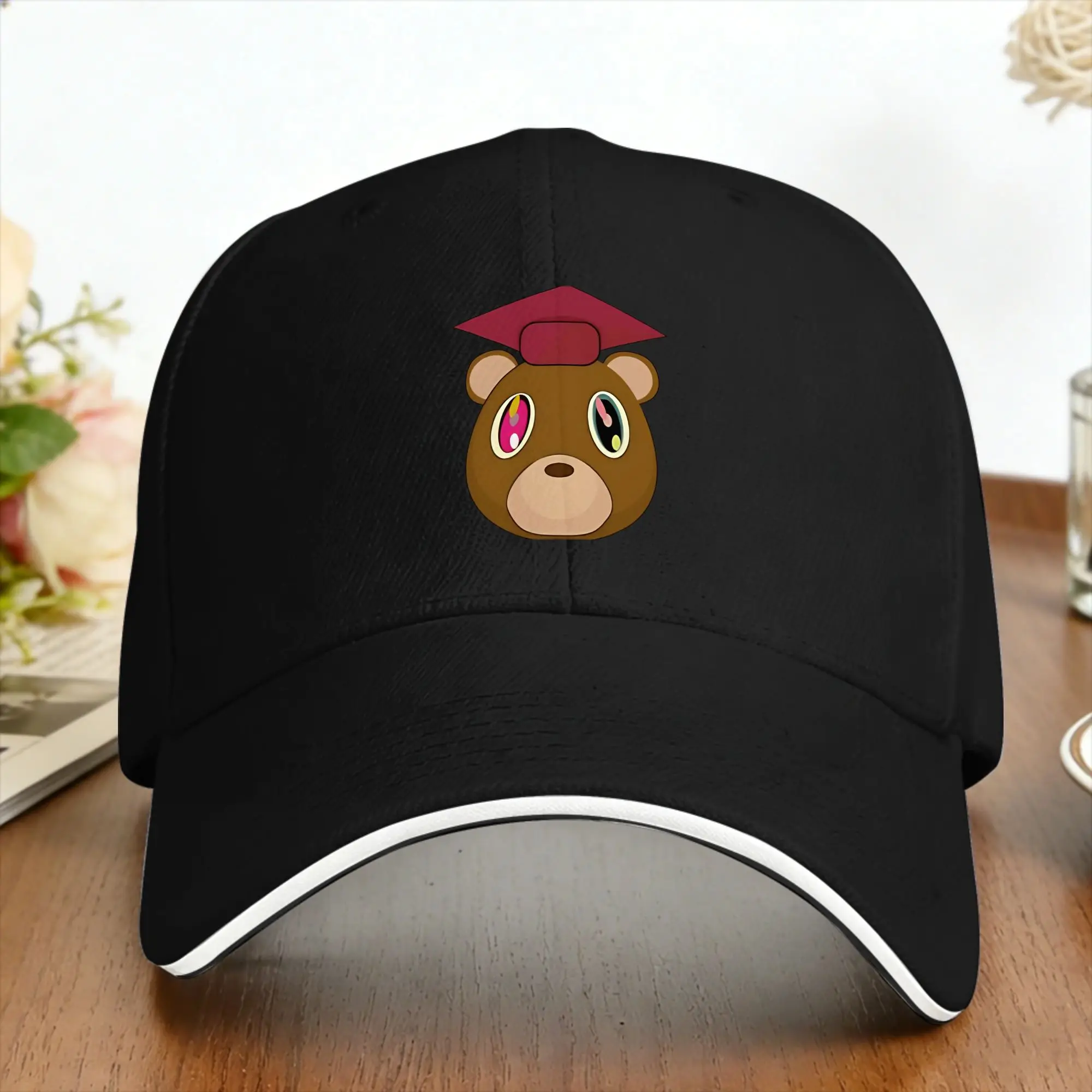 Kanye West Graduation Bear Casual Baseball Cap  Kpop Rock Hip Hop Hats Spring Sunscreen Baseball Caps