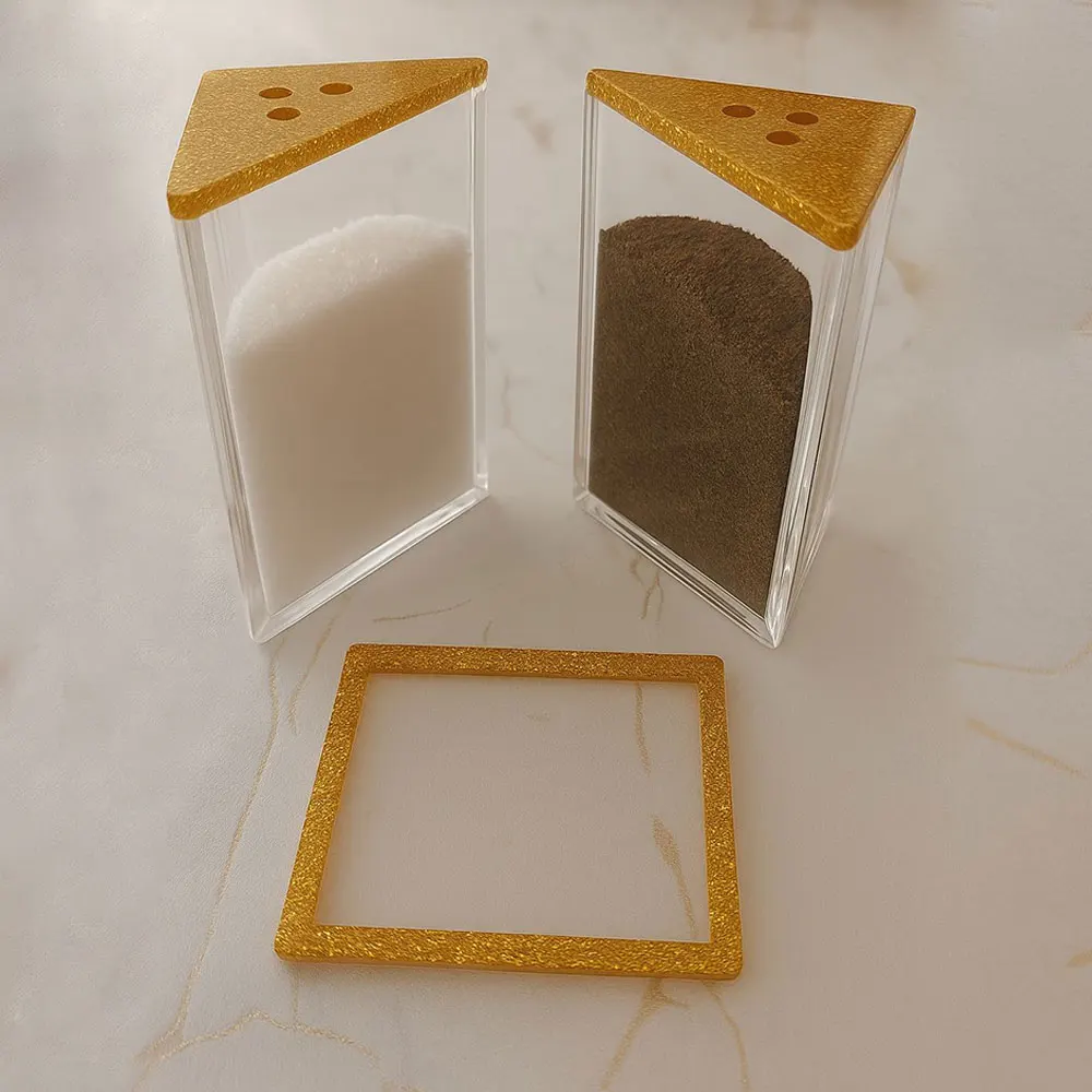 Salero Judaica Lucite con Base triangular, salero acrílico, juego de salero y pimienta para decoración moderna de cocina navideña, mesa Shabbat