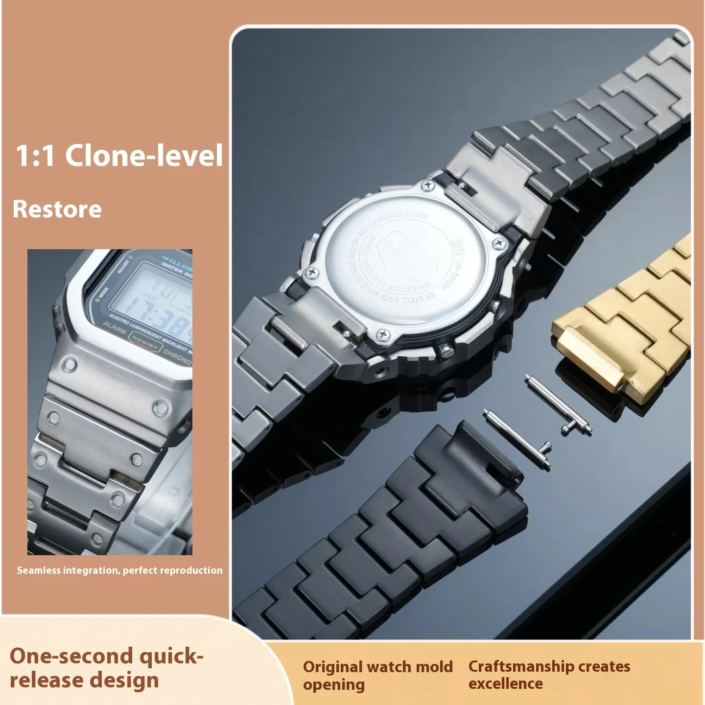 DW-5600 Custodia per cinturino per orologio in lega di titanio leggera per CASIO G-SHOCK Small Square gw-m5610 GW-B5600 Catena per orologio in metallo al titanio