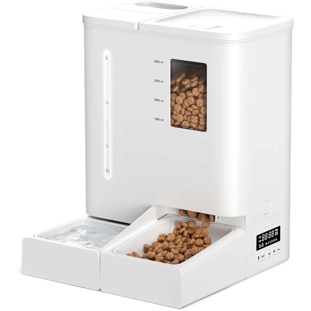 

5L Automatic Cat Feeders, 4L Cat Water Dispenser, 2 in 1 Timed Dog Feeders, Automatic Pet Feeder and Waterer with 10s Voice Reco
