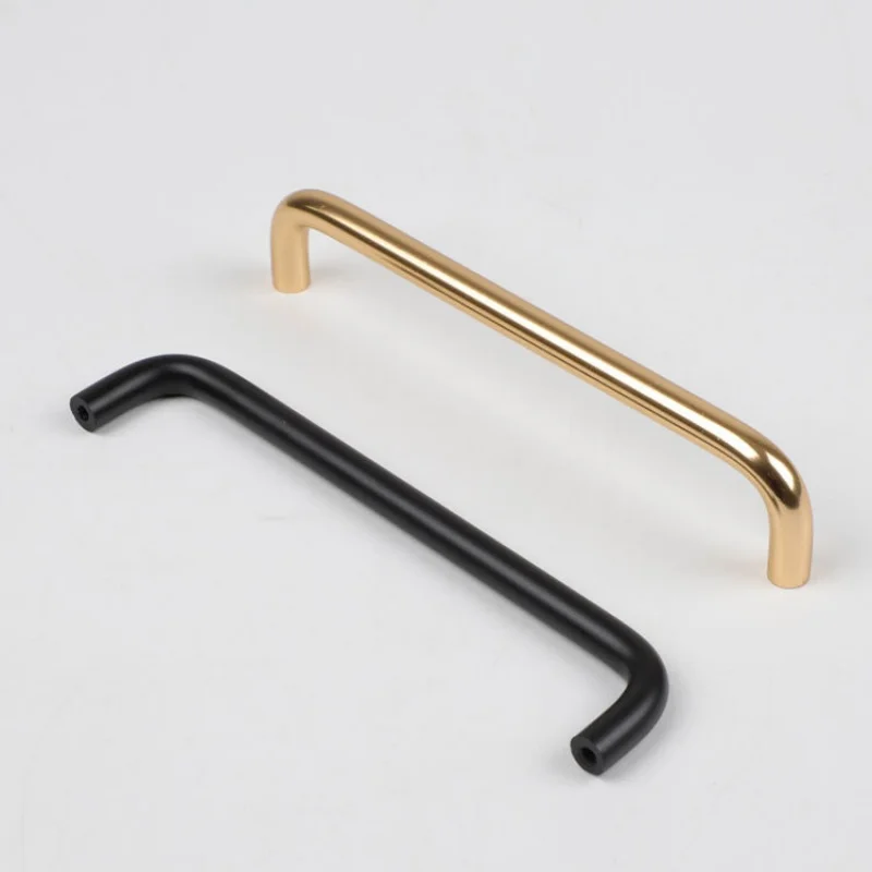 U-shaped kitchen cabinet handles black and gold dual-color multiple sizes cabinet door and drawer furniture handles