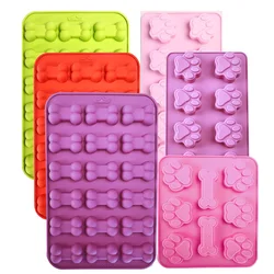 Silicone Molds Puppy Dog Paw Bone Non-Stick Ice Cube Molds for Chocolate Candy Jelly Dog Treats, Cupcake Baking Mould Muffin pan