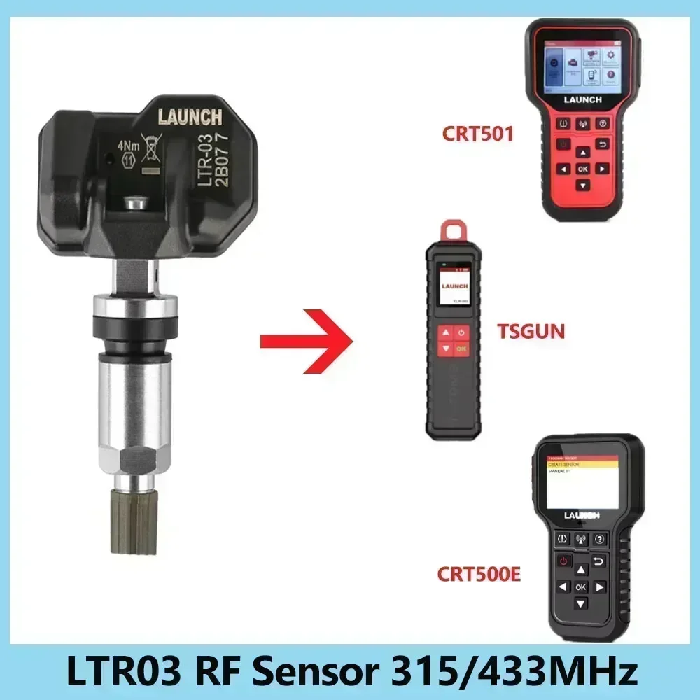 LAUNCH LTR03 RF TPMS Sensor 315 433MHz Programmable Tire Repair Tool Tire Pressure Monitoring Sensor for i-TPMS CRT501 CRT500E