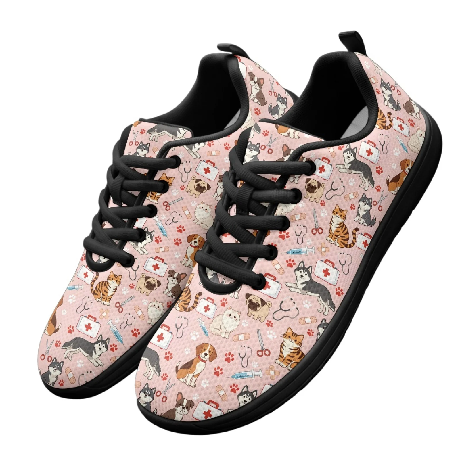PENSTROLL Vet Cat Dog Print Daily Walking Footwear Mesh & EVA Men's Sneakers Lightweight Sports Shoes for Mens