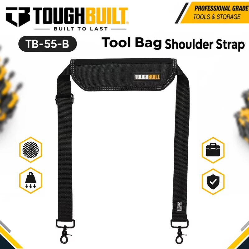 TOUGHBUILT TB-55-B Padded Tool Bag Shoulder Strap, Anti-slip Even Load Distribution Adjustable Durable Strap