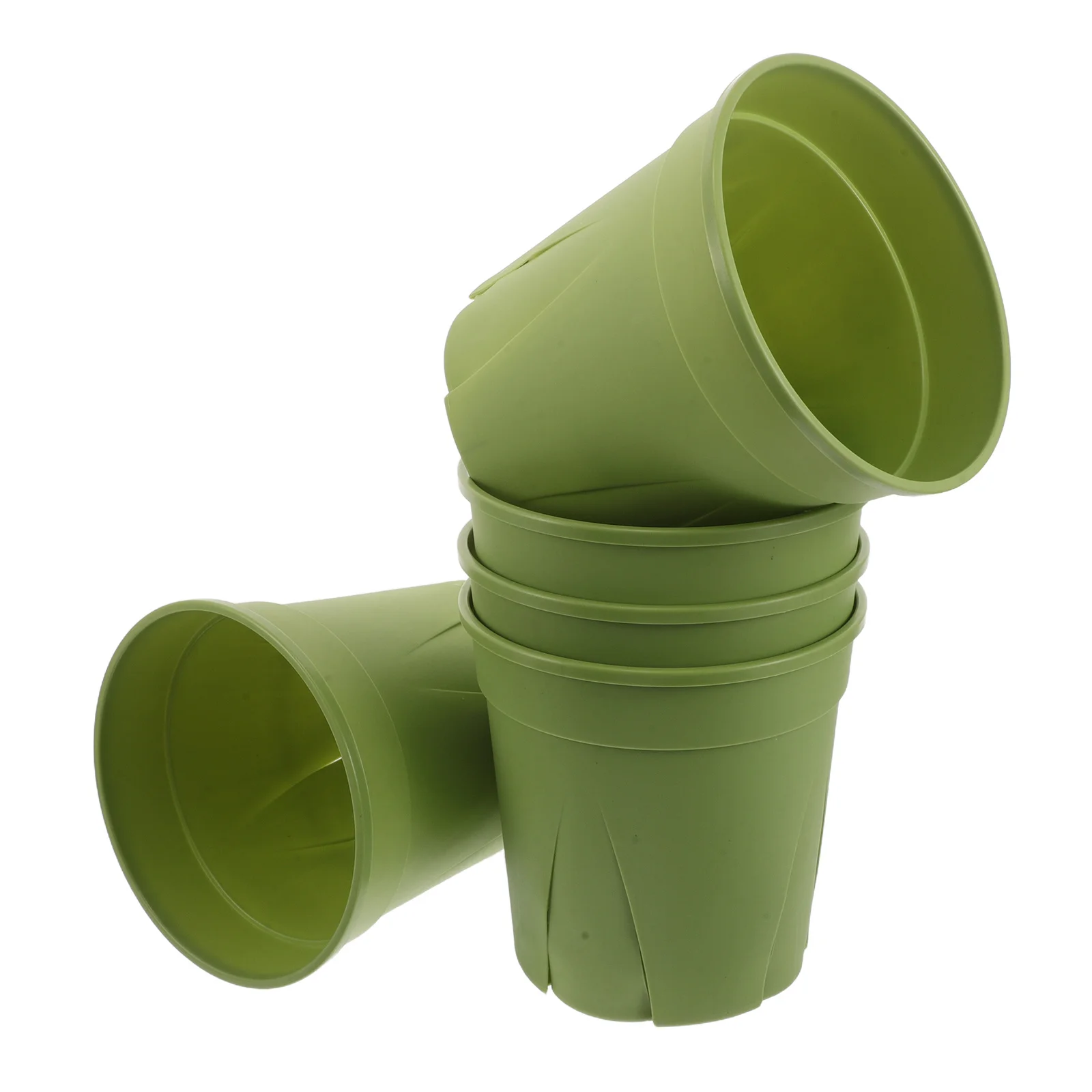 

5pcs Green Plant Pots Plastic Small Flower Pot Drainage Holes Breathable Bonsai Container Indoor Outdoor Garden Use Nursery