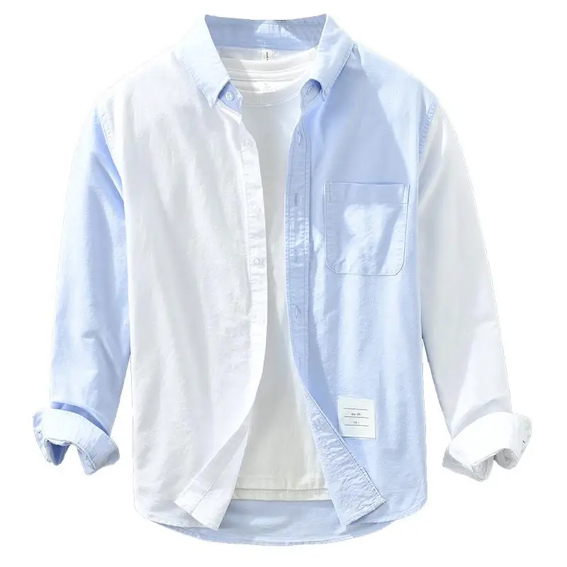 

Color Blo Long Sve irt Loose Fit Thiened Autumn Spring Men's Casual irt Flip Collar Daily Wear