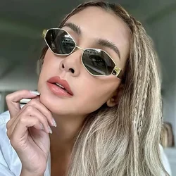 Fashion Hexagon Sunglasses Women 2024 Luxury Brand Design Unique Polygon Sun Glasses Men Vintage Small Frame Eyewear Shades