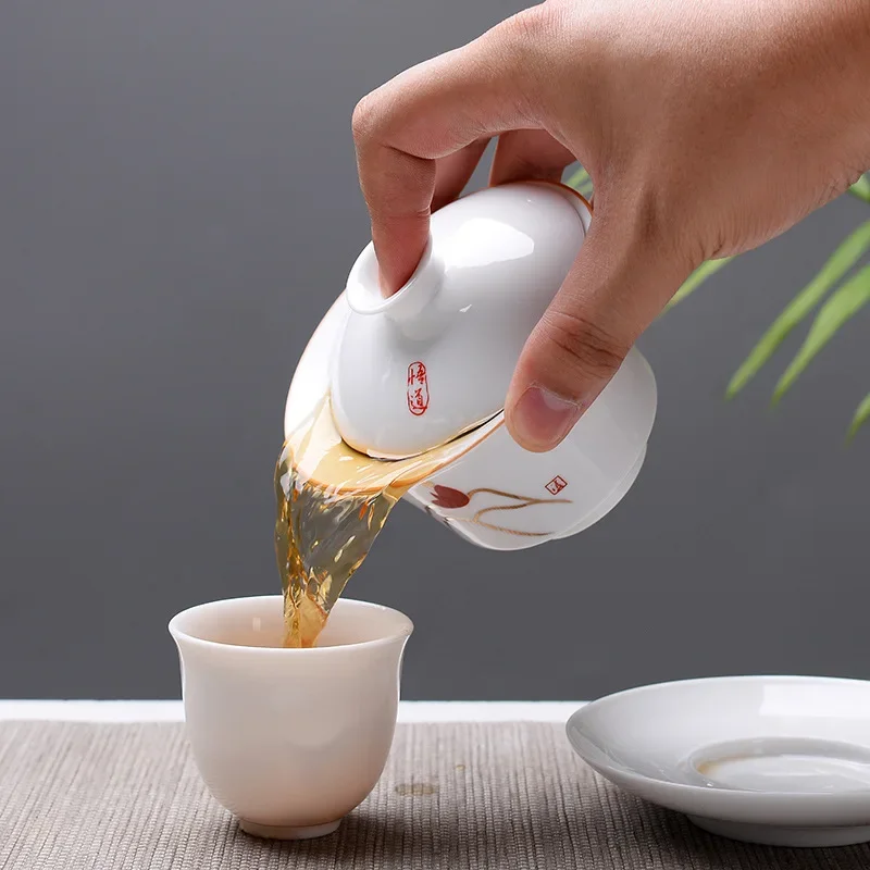 高品質の白い骨のお茶セット,中国の磁器のトラベルセット,セラミック,カンフーカップ