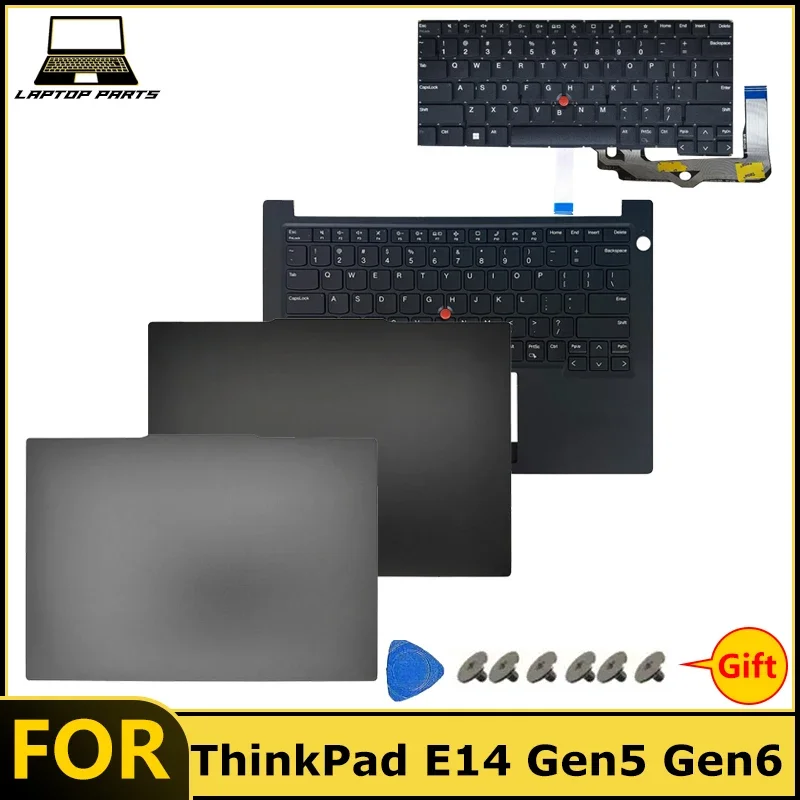 New For ThinkPad E14 Gen5 Gen6 21JK/21JR/21JL/21JS/21M3/21M4/21M7/21M8 LCD Back Cover US Keyboard and US Palmres Keyboard