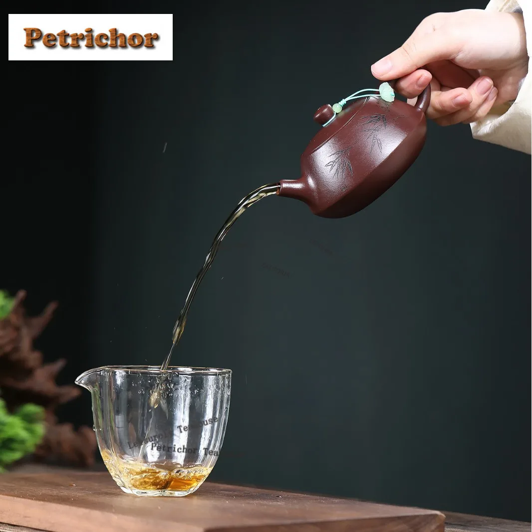 210ml Elegant Yixing Purple Clay Teapots Handmade Zhu Chu Pot Raw Ore Purple Mud Kettle With Filter Zisha Tea Set Accessories
