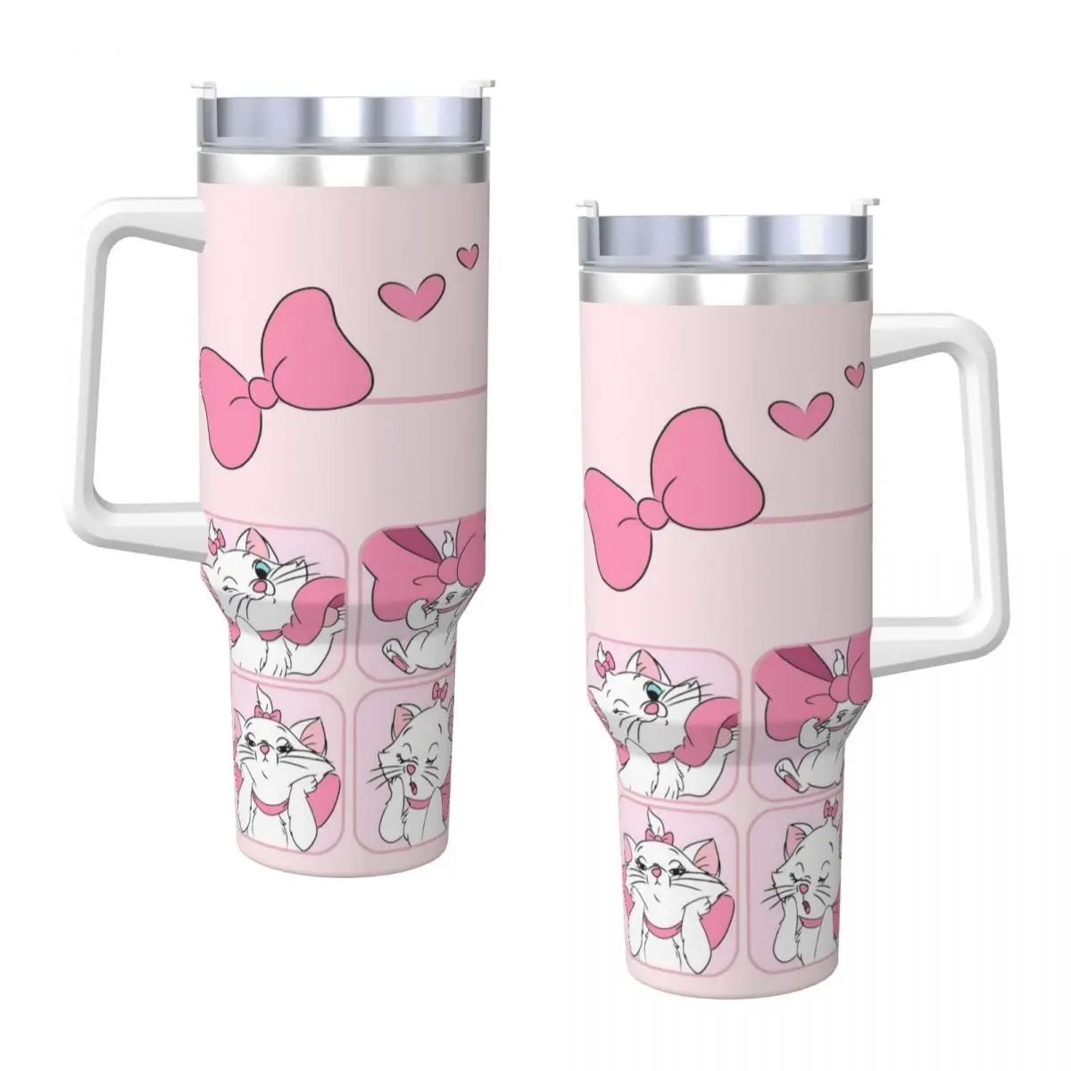 Stainless Steel Tumbler Marie Cat Mugs Cup With Straws Driving Cold Drink Water Bottle Portable Large Capacity Thermal Cups