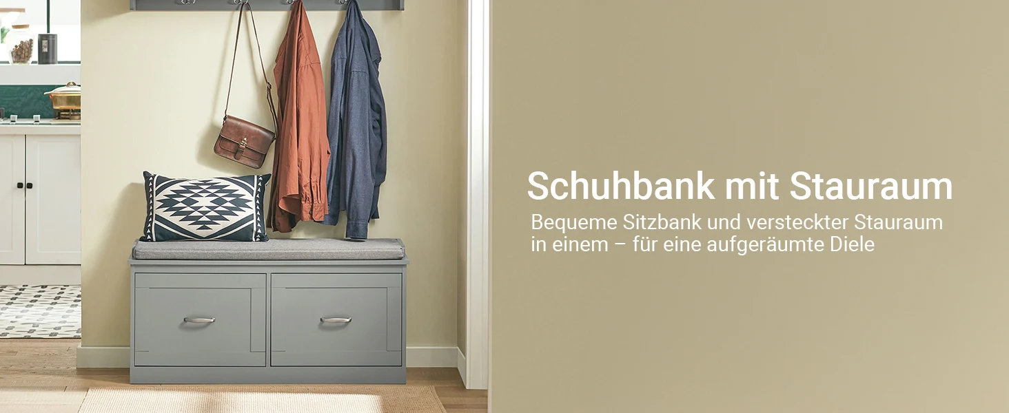 SoBuy FSR131-HG Schuhbank mit Sitzfläche Sitzbank mit Stauraum Dielenbank Schuhtruhe Sitzkommode Schuhregal – Detail 5