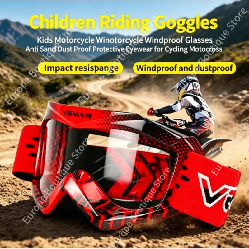 

Children Riding Goggles Kids Motorcycle Windproof Glasses Anti Sand Dust Proof Protective Eyewear for Cycling Motocross Scooter