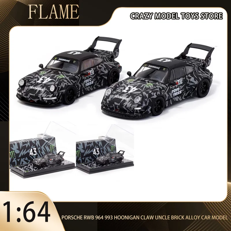 Flame 1:64 Porsche RWB 964 993 Hoonigan Claw Uncle Brick Demon Bafengte Alloy Car Model Collection Display Gift Toys