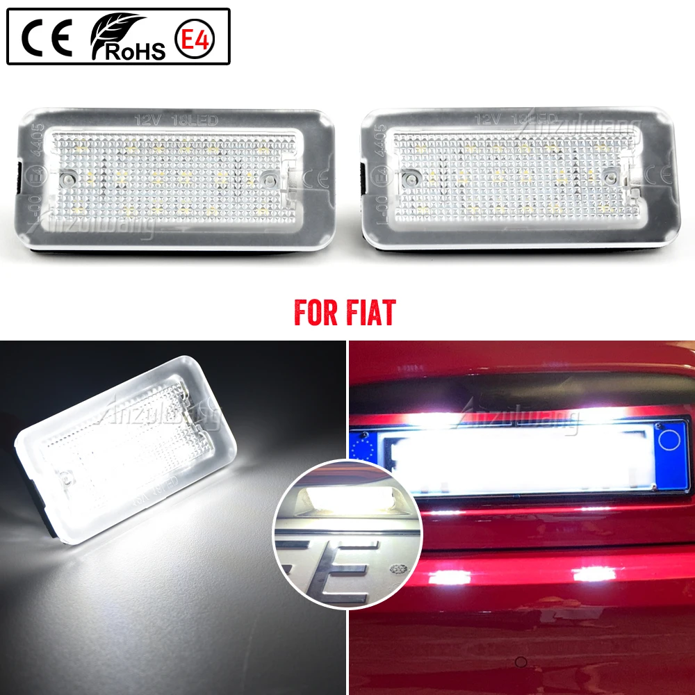 LED License Number Plate Light For Fiat Abarth 500 595 695 500C 595C 695C 312C 2007-2020 Error Free Pure White 2pcs/Set