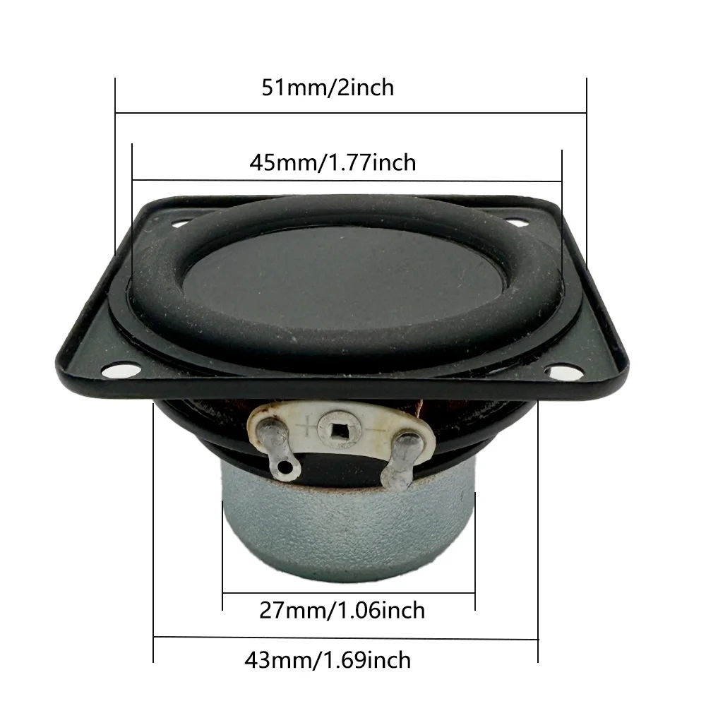 2個/ロット 2インチスピーカー 4Ω 10W フルレンジ 51mm角型 内部磁石 DIY Bluetoothスピーカー HiFiサウンド ラウドスピーカー