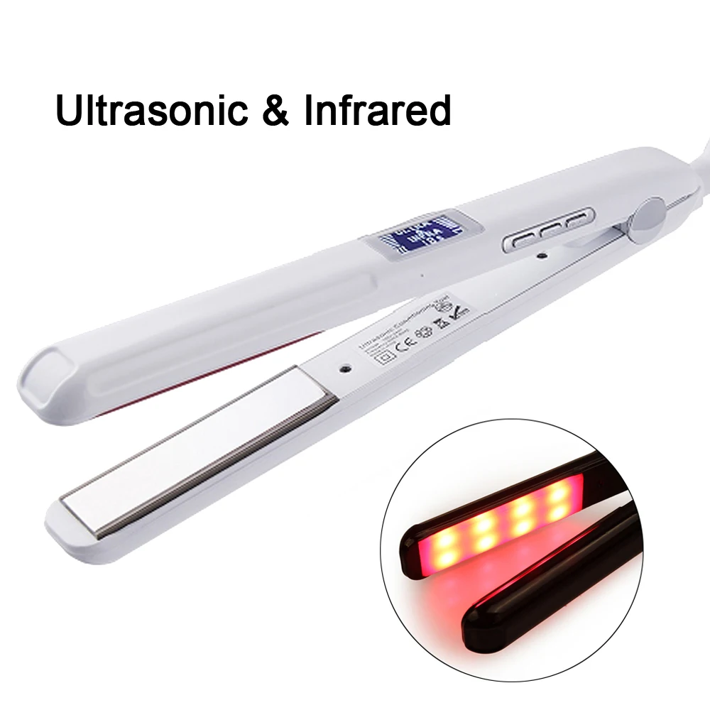 Ultrasonic Infrared Hair Care Iron For Recover Damage Treatment Professional Cold Irons LCD Display 110V-240V Hair Straightener