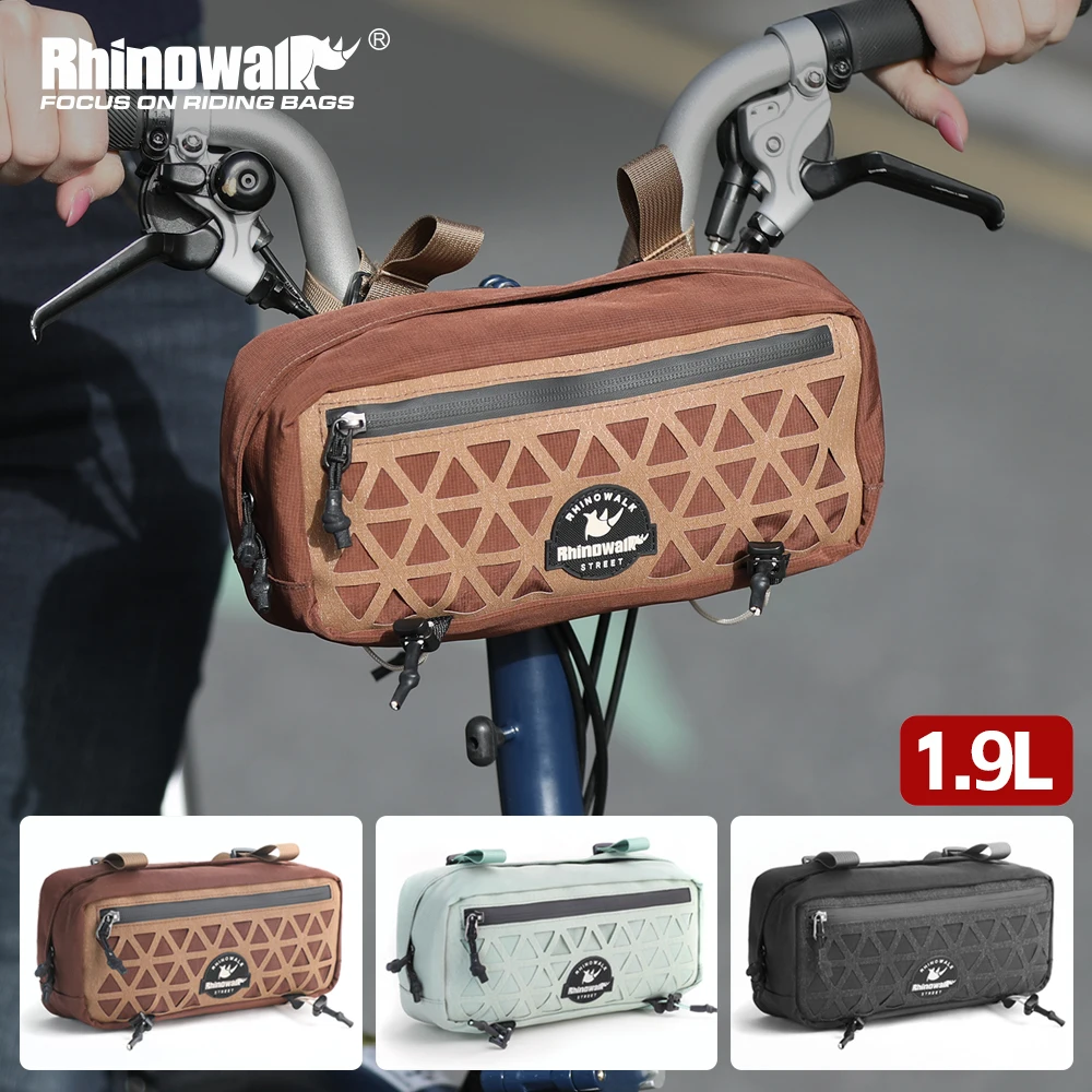 

Rhinowalk Bicycle Bag 1.9L Cycling Bike Handlebar Storage Front Tube Basket With Sturdy Straps Accessories Fit All Bike Styles