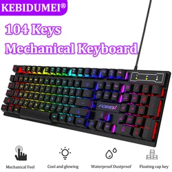 Mechanical Keyboard Wired Gaming Keyboard Floating Button Design 104 Keys Backlit RGB Keyboard for Windows Laptops Computer