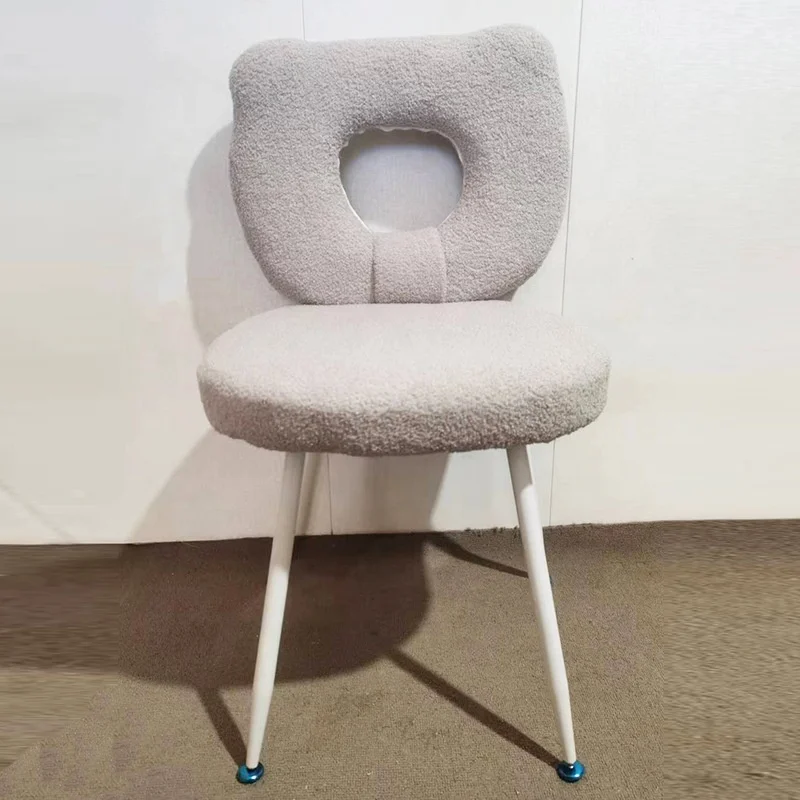 *-Modern Cream Lamb Wool Bear Shape Leisure Chair Durable Makeup Stool Backrest For Home Furniture