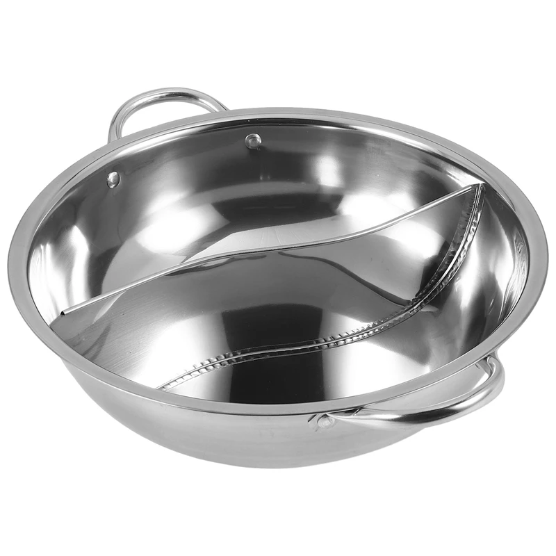 28Cm Hot Pot Twin Divided Stainless Steel 28Cm Cookware Hot Pot Ruled Compatible Soup Stock Pots Home Kitchen