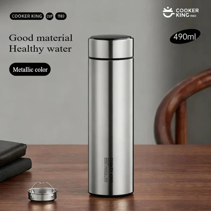 

COOKER KinG 490ML Business Thermos Cup Stainless Steel Insulated Water Bottle with Tea Strainer Portable Car Cup Office Tea Cups