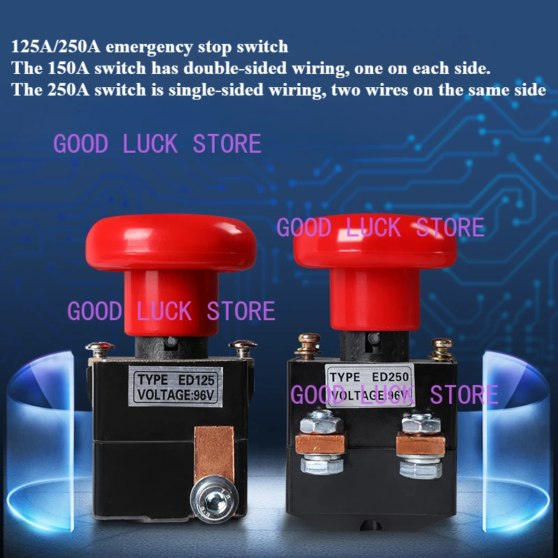 

Replace ED125A 250A 96V Emergency Button Stop Switch Disconnect Switch,Electric Vehicle Accessories