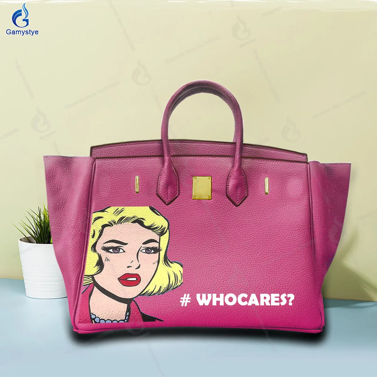 Personalizar bolso Art Printed A beautiful lady with short yellow hair Bag Ladies purses and handbags Messenger Clutch Totes New