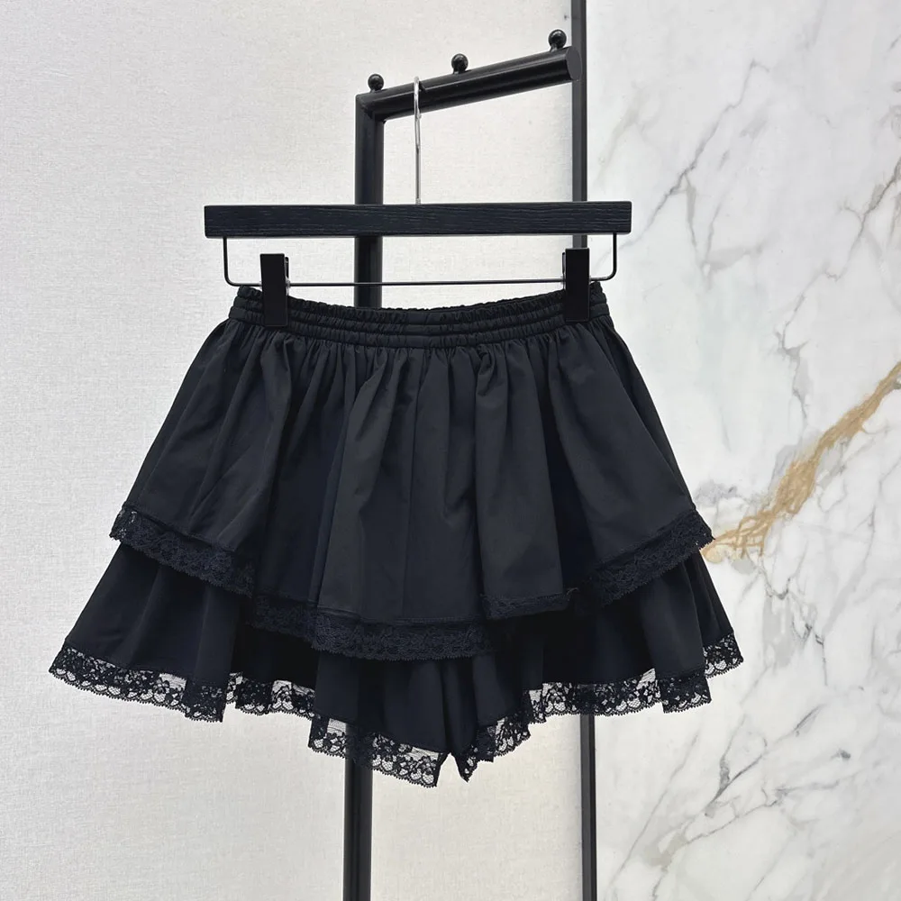 

High-quality 2026 new style women's fashionable pleated mini skirt with double lace edging decoration xy2642273