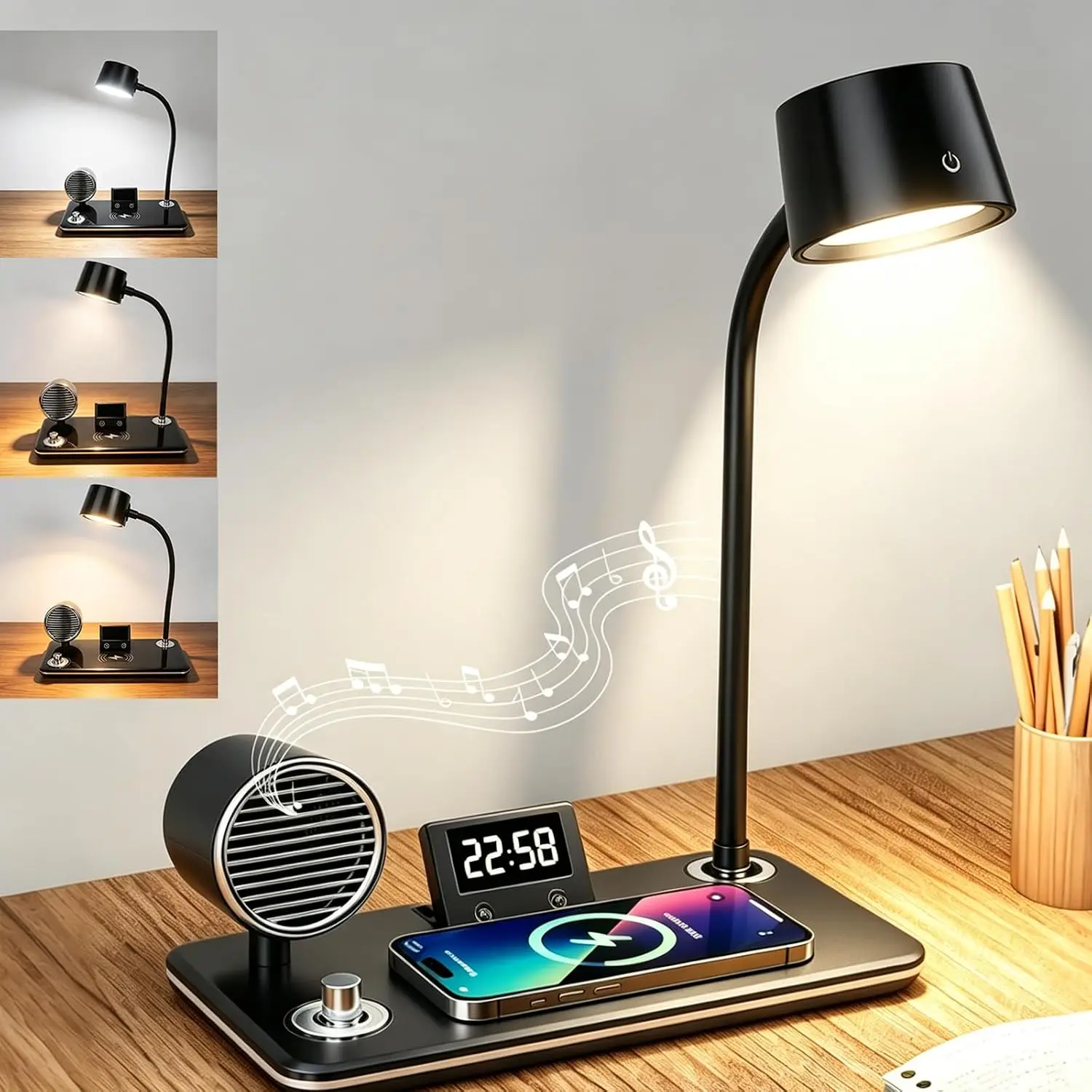 Dorm Room Lamp Multifunctional With Wireless Charger And Control Study Areas Fits Desk Lamp