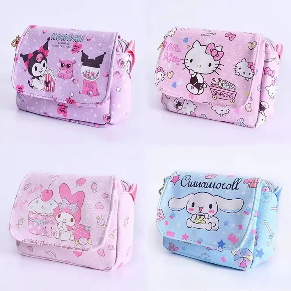 

Sanrio Messenger Bag Hellokitty Leather Cosmetic Bag Casual Anime Handbags Cute Cartoon Fashion Tote Waterproof Bagpacks for Kid