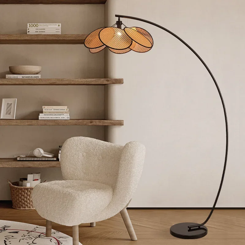 Knitting Rattan LED Lighting Floor Lamps Nightlight Home Decor Living Room Stand Light Bedside Lamp