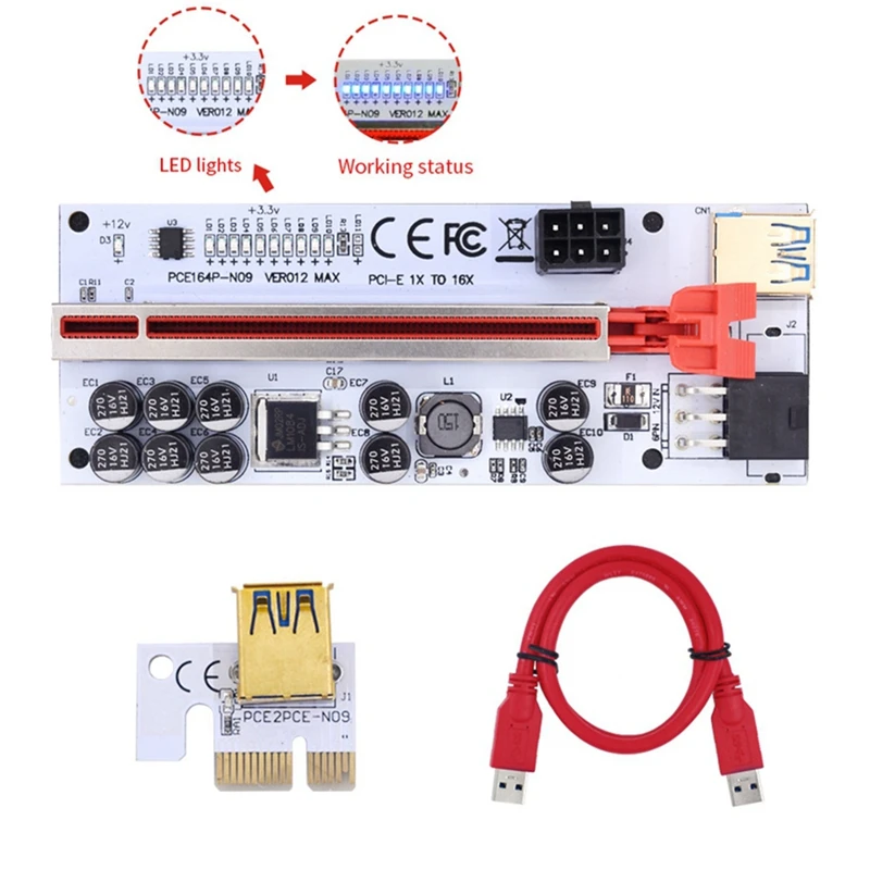 VER012 MAX Riser USB 3,0 PCI Express VER012MAX Riser Cable Riser para tarjeta de vídeo X16 extensor PCI-E Riser Card para minería