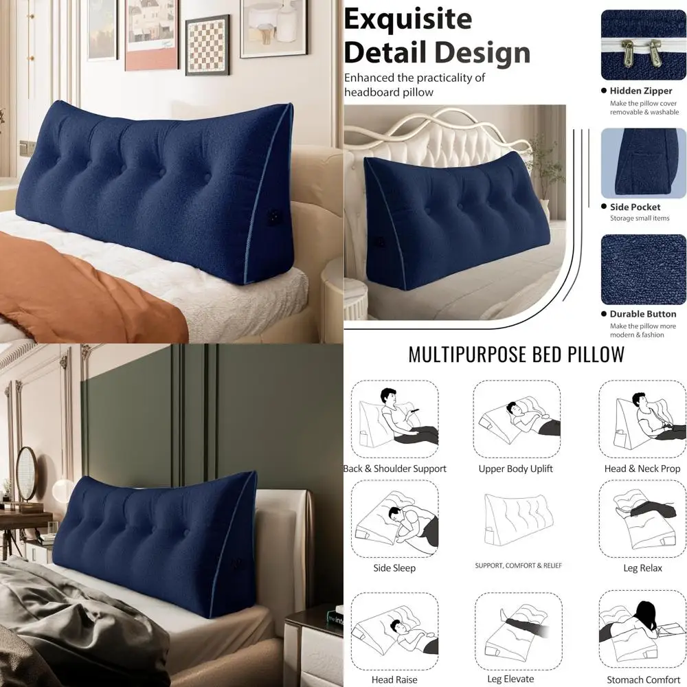 Elevating Wedge Pillow for Bed - Ergonomic Headboard Support with Backrest for Sleeping Comfort and Body Positioning