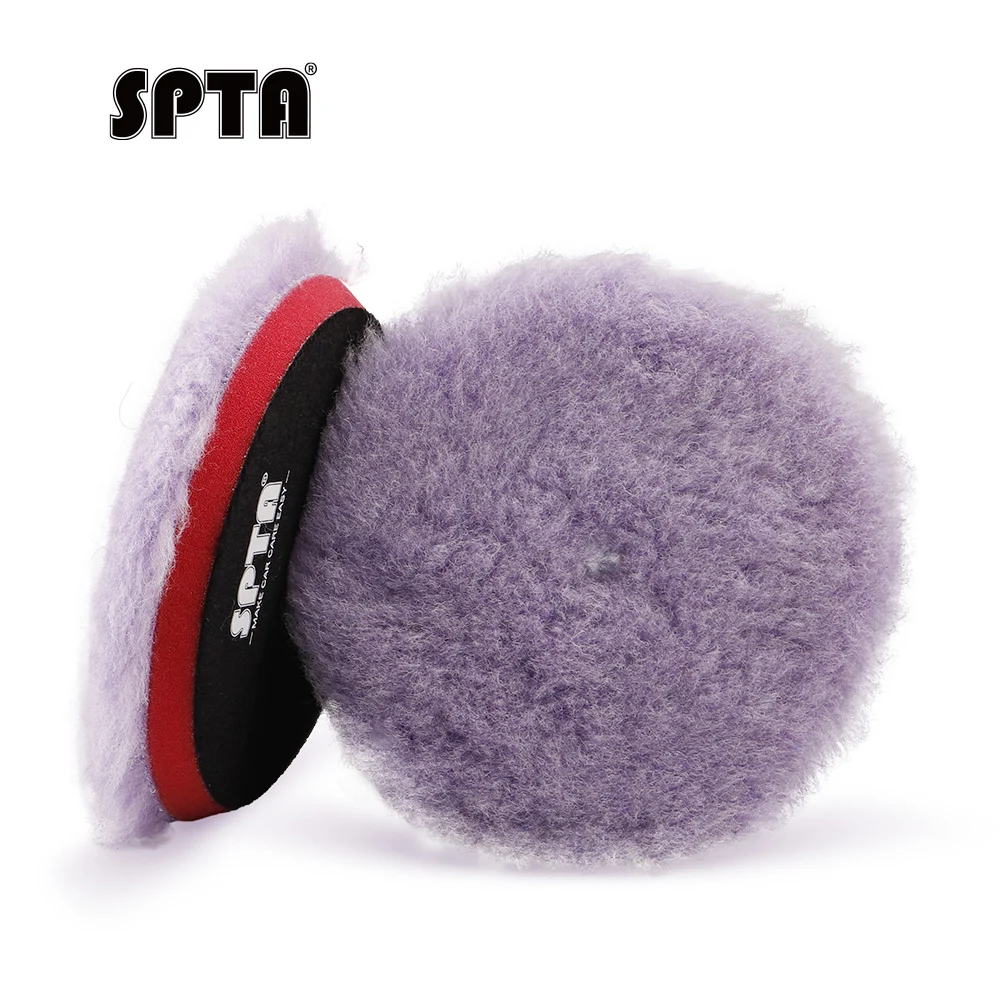 SPTA 1 Stück 3"(80mm)/5"(125mm)/6"(150mm) Hochdichte Lammwolle Polierkissen für Auto-Wachsen, Polieren und Finish