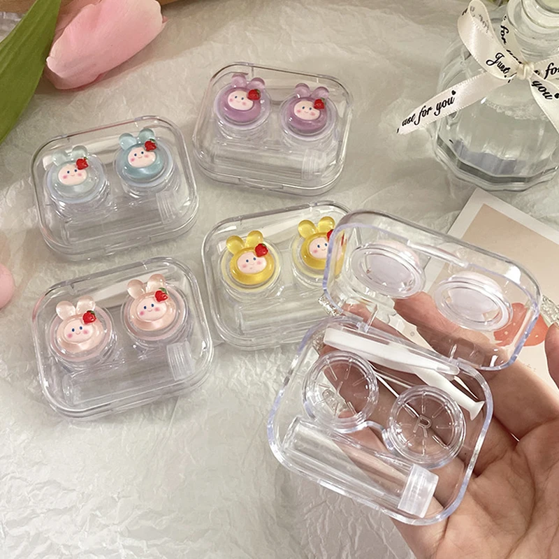 No Need To Screw Cap With Rubber Ring Cute Cartoon All-In-One Three-Dimensional Decoration Contact Lens Companion Box