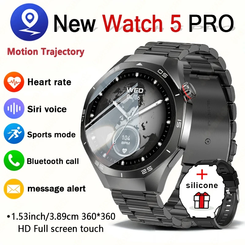 

GT5 Pro GPS NFC Smart Watch Men 360*360 AMOLED Screen Heart rate Bluetooth Call IP67 Waterproof Man Smartwatch 2025 New