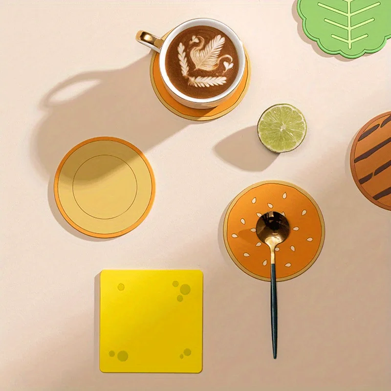 8 teile/satz Burger Form Coaster Kreative Tasse Pad Silikon Isolierung Matte Becher Halter Küche Esszimmer Bar Tisch Dekorationen Kinder Geschenk