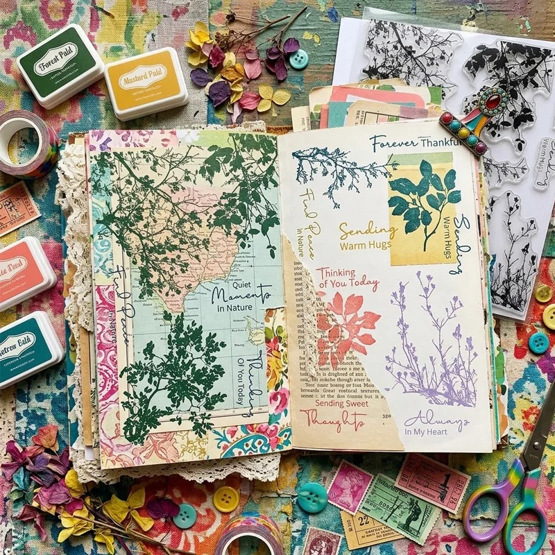 Vintage Fruits Label Branch Shadow Landscape Transparent Silicone Stamp Creative DIY Journal Student Supplies Stationery