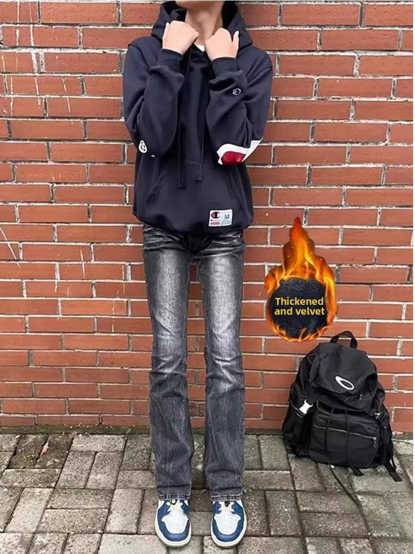 

Мужские джинсы Waed Bla ey прямого кроя, облегающие, в американском стиле High Street, Cleanfit Vibe57, повседневная одежда на все сезоны